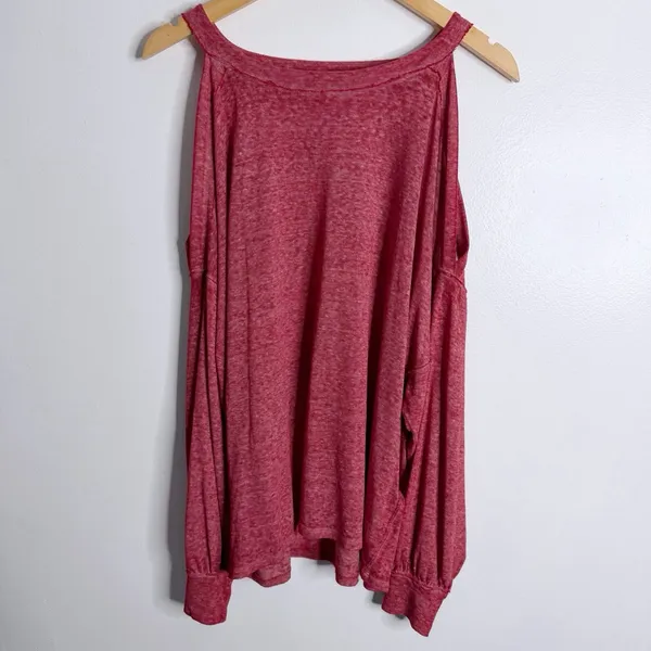 We The Free Chill‎ Out Long Sleeve Tee Red in Pink Medium Cold Shoulder Casual - Image 2