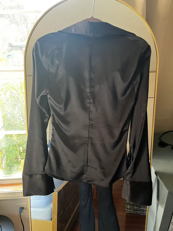 Satin Black Blouse Size XS - Image 2