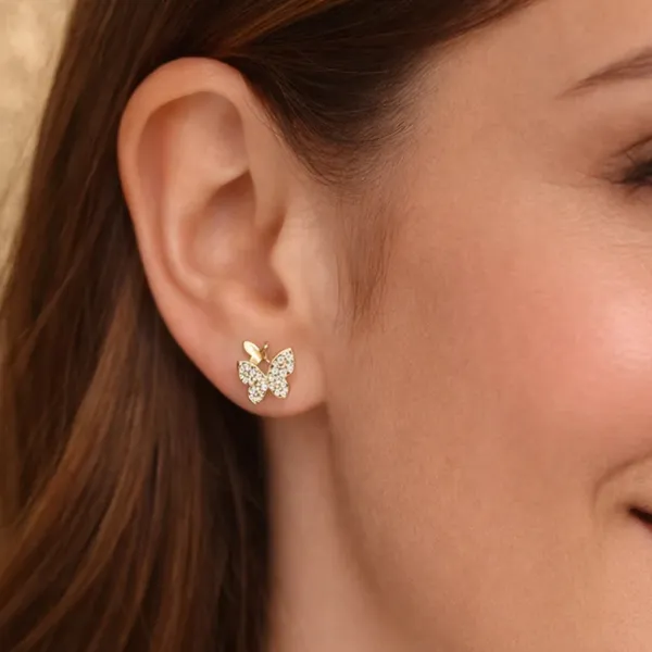 Gold Butterfly Earrings - Image 2