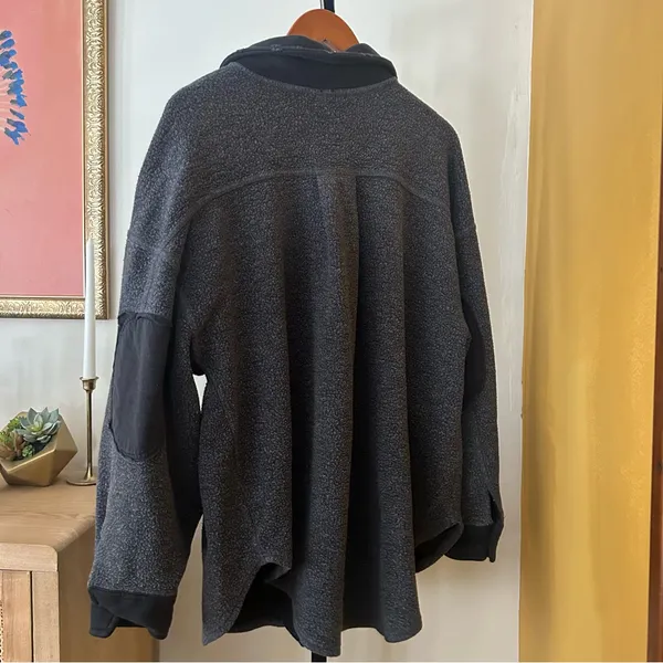 Free People Ruby Jacket Oversized Shacket Fleece Distressed Washed‎ Black Size M - Image 5