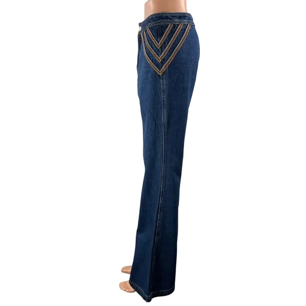 Free People We The Free Over the Rainbow Blue Bootcut Flare Denim Jeans Size 27 - Image 2
