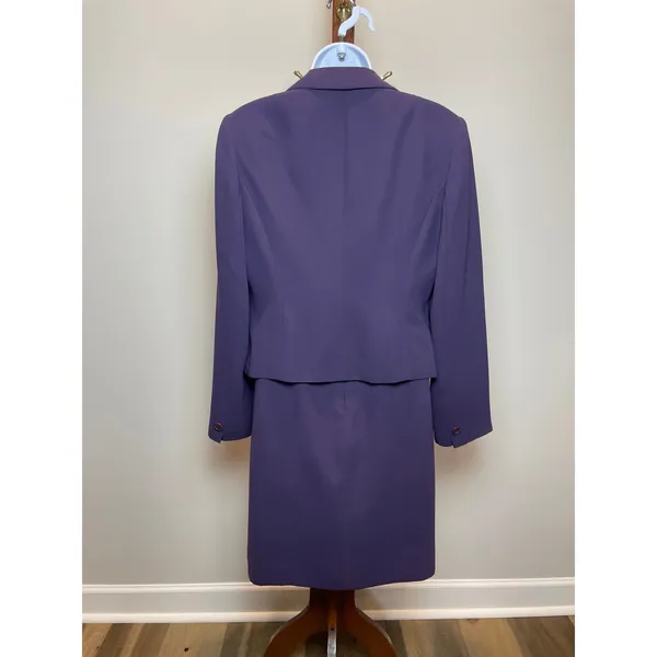 Tyler Gillis Suit Size 8 Purple Vintage 2‑Piece Sleeveless Dress and Blazer Set - Image 3