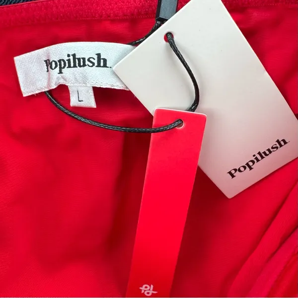 NWT Popilush Red Corset Cowl Neck Tummy Control Thong Bodysuit Shapewear Large - Image 5