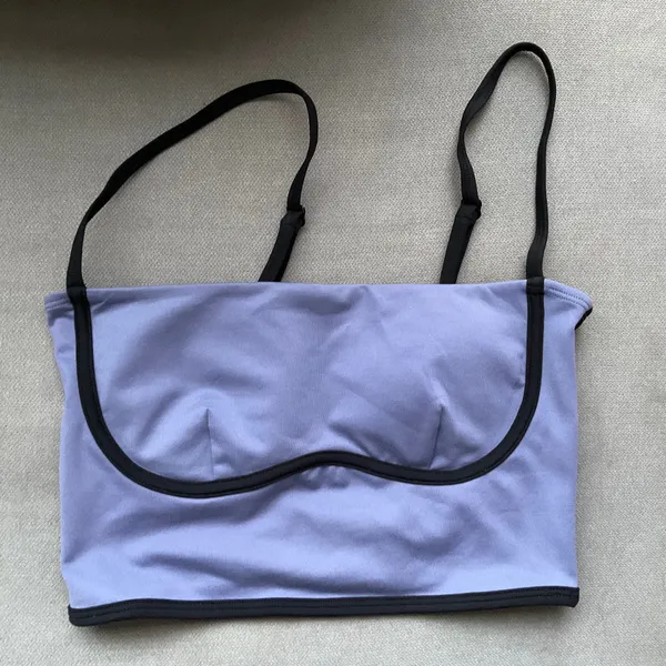 Alo Yoga Airbrush Streamlined Bra Tank Infinity Blue/Black S - Image 2