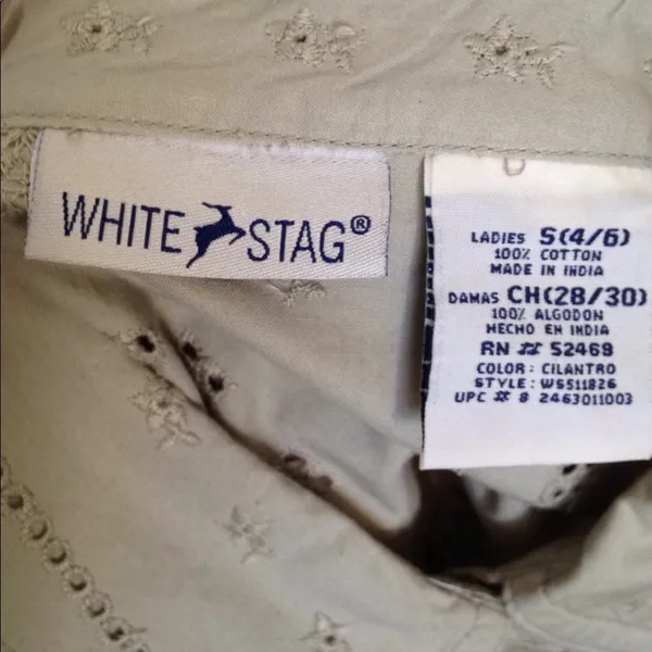 FINAL MARKDOWN Ladies White Stag LS Embroidered Blouse small - Image 6