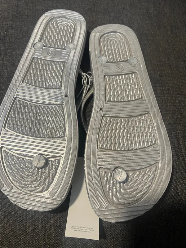 Capelli of New York Silver Glitter Flip Flop Sandals - Image 3