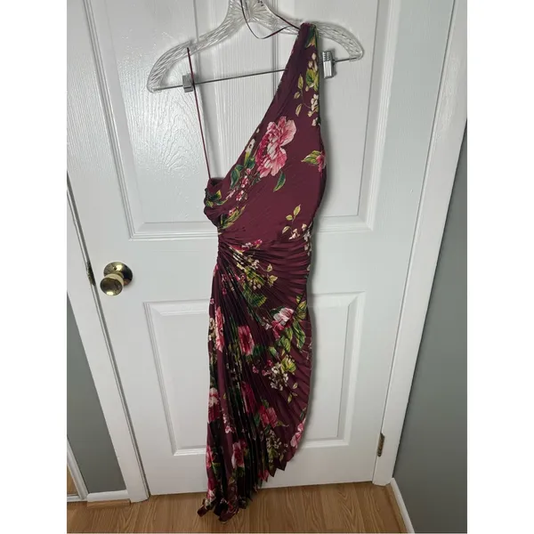 Petal & Pup Kleo One Shoulder Maxi Dress in Burgundy Floral S - Image 2