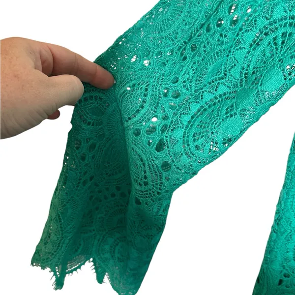 Lilly Pulitzer Green Medallion Lace Long‎ Sleeve Shift Dress Womens Large L - Image 6