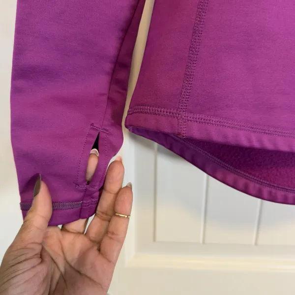 Columbia Womens Omni-Wick Fleece Hoodie Purple Cowl Neck Thumbholes Pullover XS - Image 5