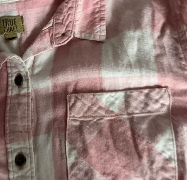 True Craft pink plaid button-up flannel shirt - Image 3
