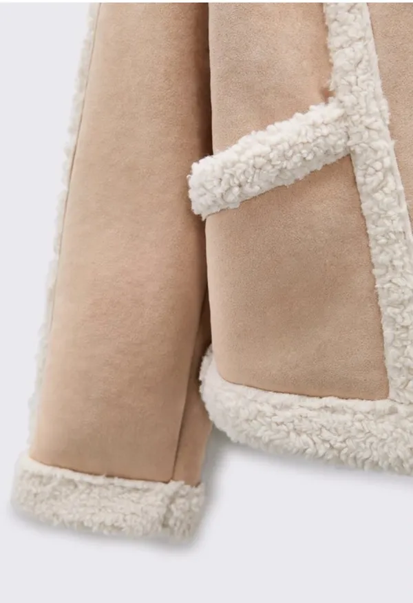 ZARA Women's Faux Shearling Double Faced Jacket (Light-camel)  - Image 9