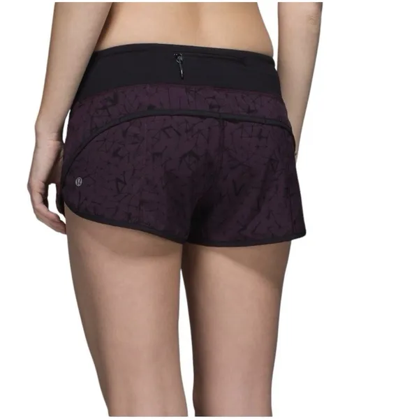Lululemon Speed Shorts Size 6 Star Crushed Black Cherry Running Pockets Fitness - Image 3