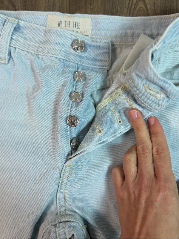 Free People We The Free Free People Distressed Wide Leg Jeans Light Wash Size 25 - Image 4