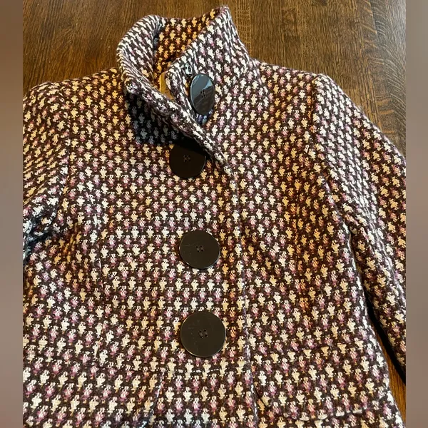 Urban Behavior Wool Peacoat Cream Brown Purple Classic Preppy size xs - Image 4