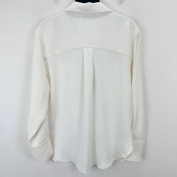 Madewell Contrast Stitch Popover Shirt Blouse Winter White Long Sleeve M NWT - Image 10