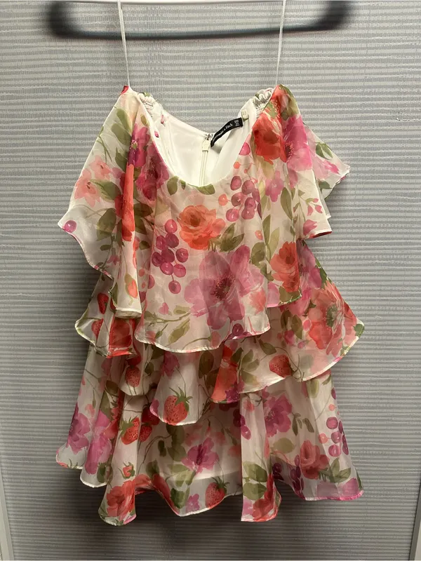 Abercrombie & Fitch Pink Floral Tiered Chiffon Dress - Image 2