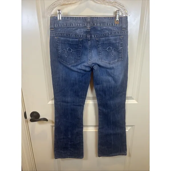 Guess Daredevil Bootcut Jeans Medium Wash Stretch Denim Low Rise Y2K Size 30 - Image 4
