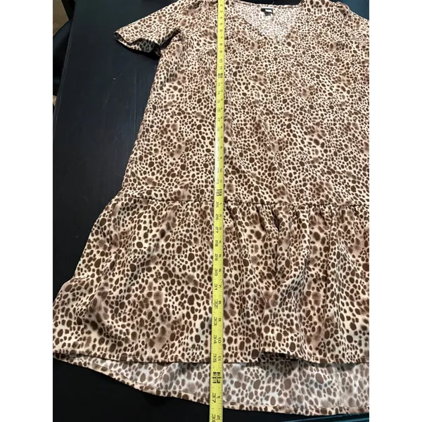 A New Day Leopard Print V-Neck‎ Tiered Babydoll Mini Dress Brown XL - Image 2