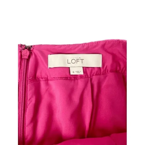 LOFT Hot Pink Barbie Sequin Mini Dress Skirt‎ Wool Blend Size 8 - Image 5