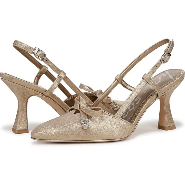Circus by Sam Edelman NY Monica Gold Metallic Slingback Heels Bow Detail Women’s Size 9 - Image 6