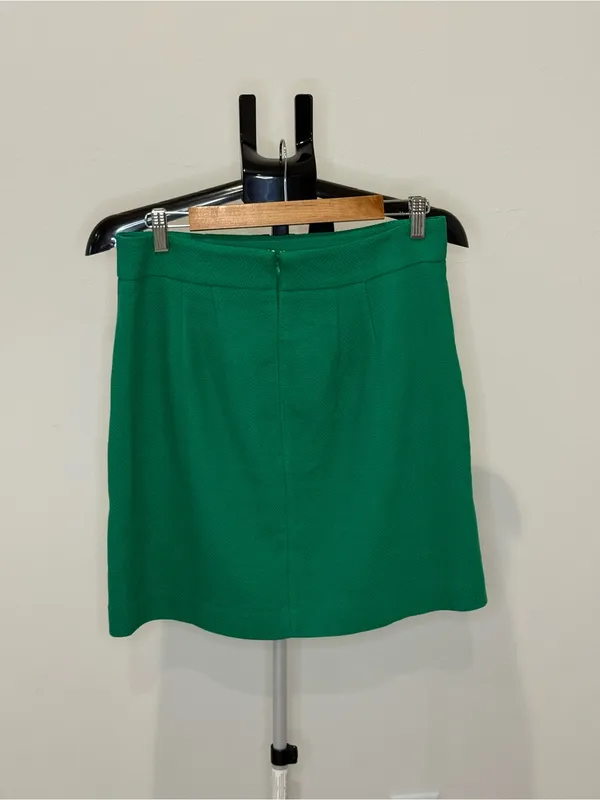 Ann Taylor NWT Emerald Green Textured A-Line Skirt Size 10 Petite Pockets - Image 4
