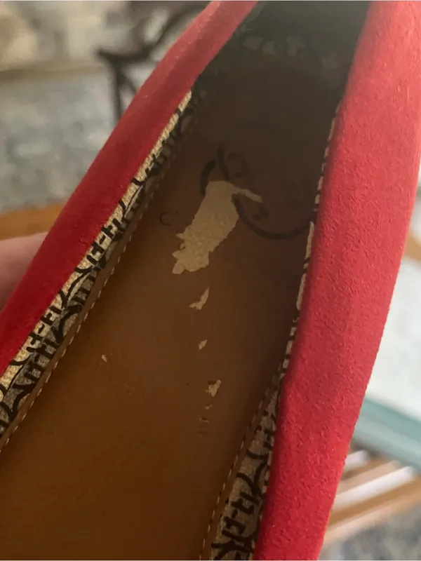 Daisy Fuentes Bright Red Suede Ballet Flats with Round Metal Emblem - Image 7