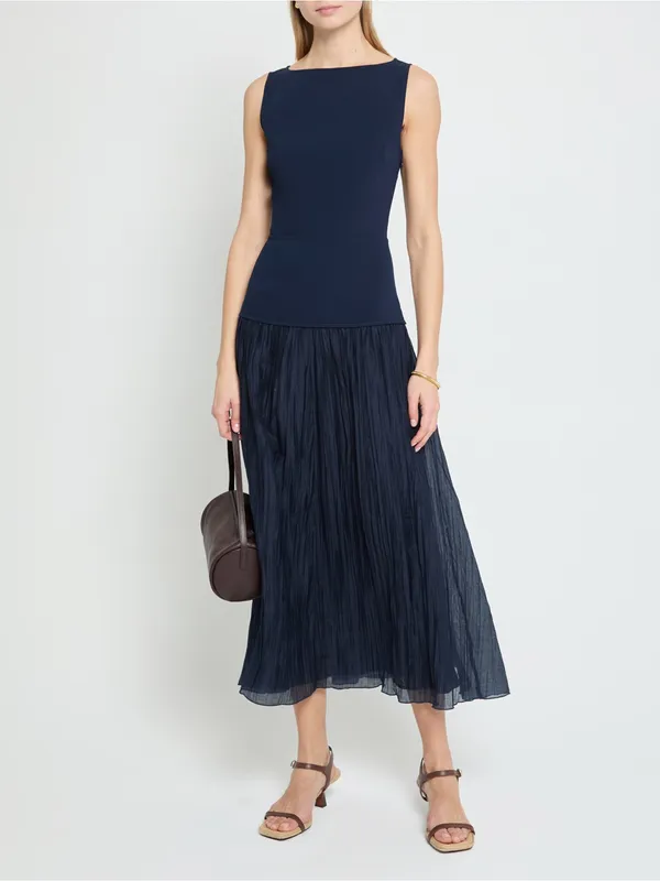 NWT Kourt Erin Midi Dress size 4 navy blue drop waist few moda - Image 7