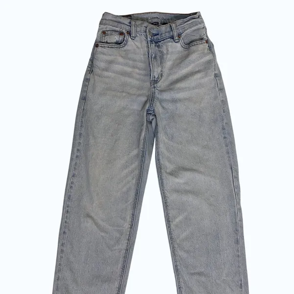 American Eagle Highest Rise Baggy Straight‎ Jeans Light Wash Blue Womens 000 Reg - Image 3