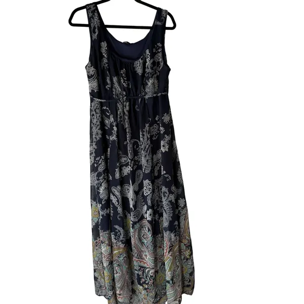 Sami & Jo Dress Womens L Navy‎ Blue Paisley Maxi Boho Sleeveless Coastal Cowgirl - Image 2