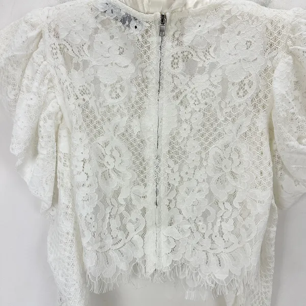 NEW Naked Wardrobe The Statement Lace Blouse Long Puff Sleeve Ivory Romantic S - Image 6