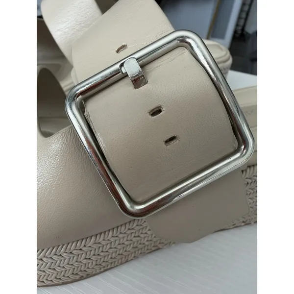 Franco Sarto Platform Wedge Slide Sandals Beige Buckle Comfort Women's US 7.5 - Image 8