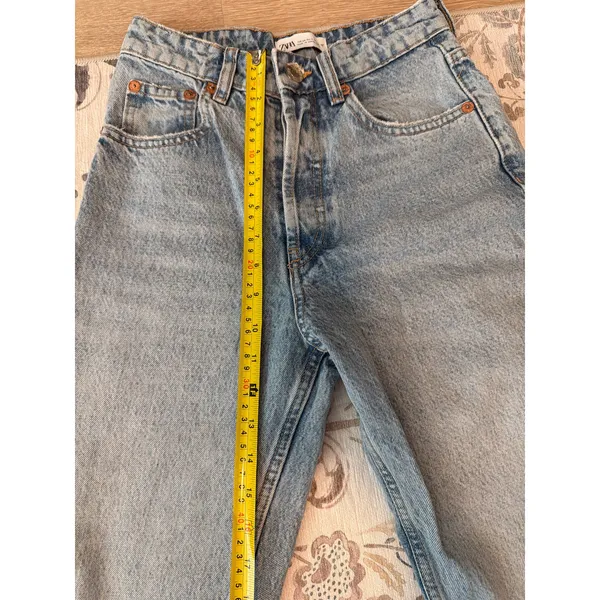 Zara Mid Rise Straight Leg Jeans Size 2 Blue Denim Classic - Image 7