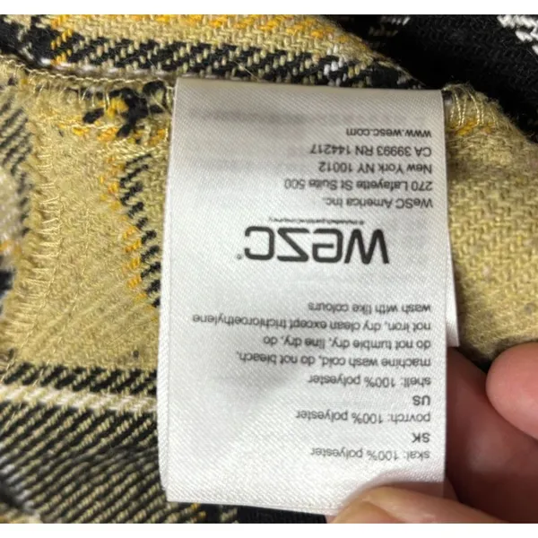 WeSC Overshirt Yellow Black Oden OG Plaid Flannel Mens S Womens M‎ Street Grunge - Image 7