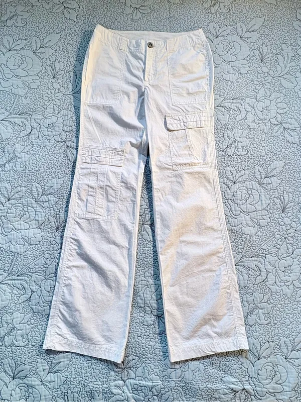 Free People The Thing Is Mid Rise Utility Pants Optic White Cargo Wide Leg~2🧡 - Image 15