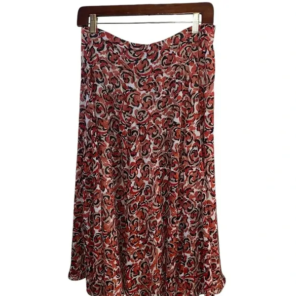 Jones New York White Tan Red midi skirt 90s Boho Coastal Cowgirl Professional - Image 4