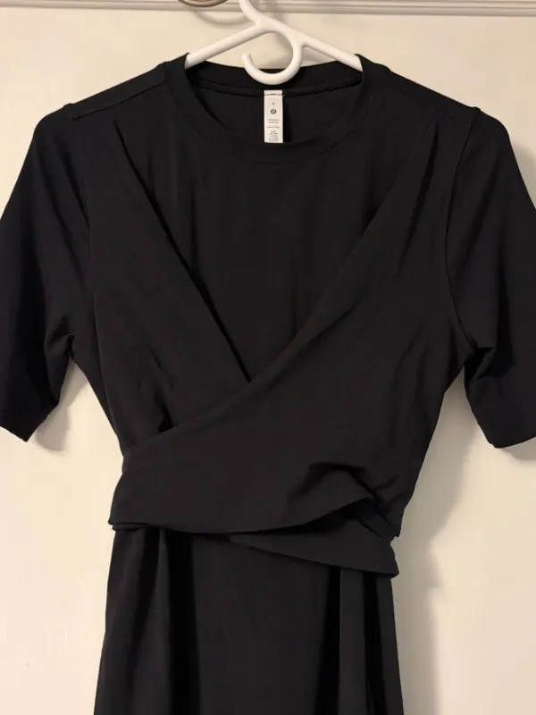 Lululemon Cotton Wrap-Front T-Shirt Dress black size 6 athleisure - Image 5