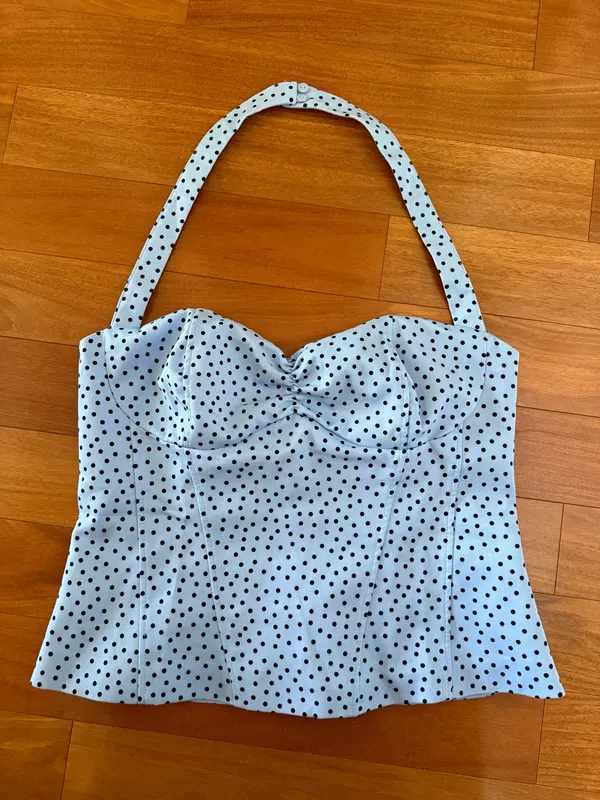 BNWT Zara Blue & Black Polka Dot Halter Top - Image 6
