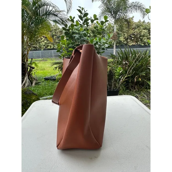 Neiman Marcus Vegan Leather Minimalist Hobo Open Tote Shoulder Bag - Image 6