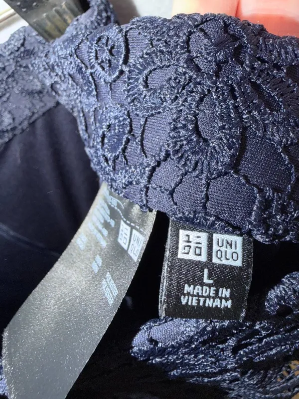 UNIQLO Navy Floral Lace Skirt |‎ Romantic Cottagecore Feminine Lace Overlay L - Image 5