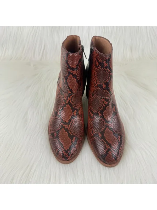 NWOB Madewell The Rosie Snake Embossed Leather Ankle Boots US 8.5 Dark Cinnabar - Image 8