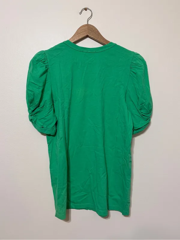 A.L.C. Kati Ruched Puff Sleeve Short Sleeve T-Shirt Top Size Small Green - Image 6