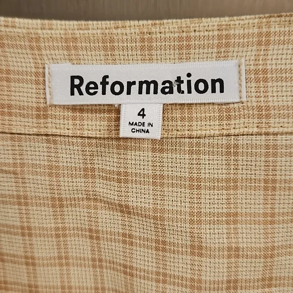 💕REFORMATION💕 Callie Top - Yellow Plaid ~ 4 NWOT - Image 9