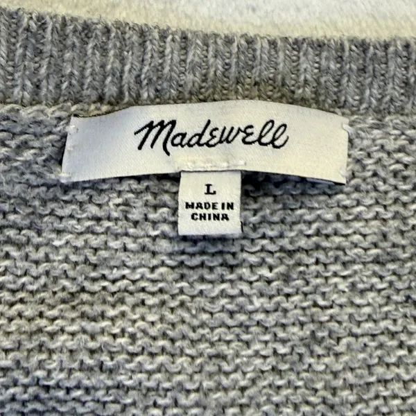 Madewell Womens Gray Textured Cotton Blend Crew Neck Sweater Large‎ F3447 FA16 - Image 2