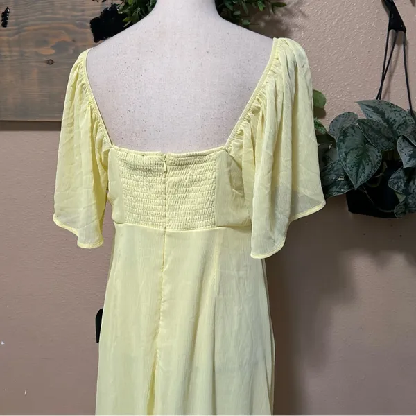 Valla Light Yellow Flutter Sleeve Midi Dress - Image 6