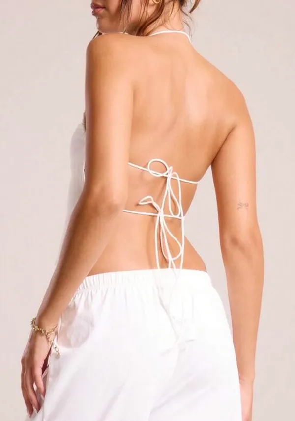 White Backless Tie Tank Top - Image 2