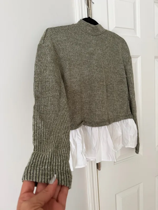 Anthropologie Maeve Bow-Back Twofer Oversized Top/Sweatshirt, Size XS - Image 9