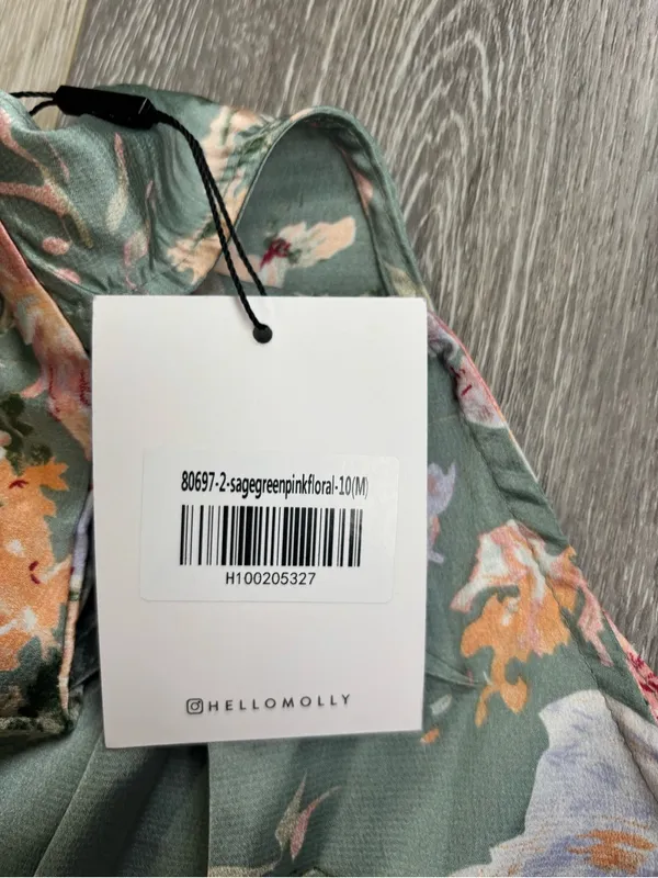 Hello Molly Satin One-Shoulder Floral Mini Dress - Sage Pink - Image 4