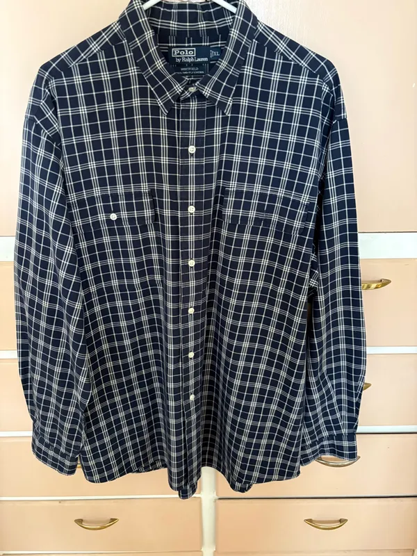 Polo by Ralph Lauren Whitfield Men’s XL Blue Plaid - Button Front Shirt 100% Cotton - Image 7