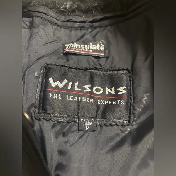 Vintage Wilsons Leather 80’s Black Paisley Trench Coat Size Medium Thinsulate - Image 3