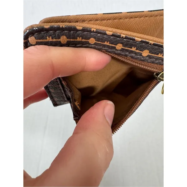 Fossil Tan Black Leather Fold Over Wallet Small Classic Women’s - Image 4